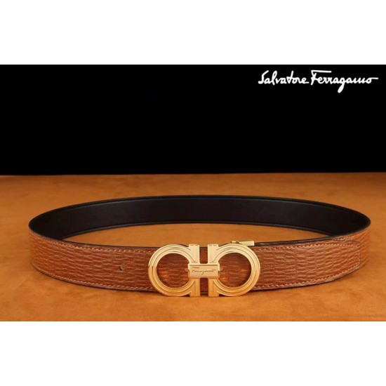 Ferragamo Special Edition Adjustable Leather Double Gancini Buckle Belt 001-SFM-T1281