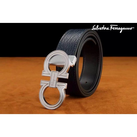 Ferragamo Special Edition Adjustable Leather Double Gancini Buckle Belt 003-SFM-T1279