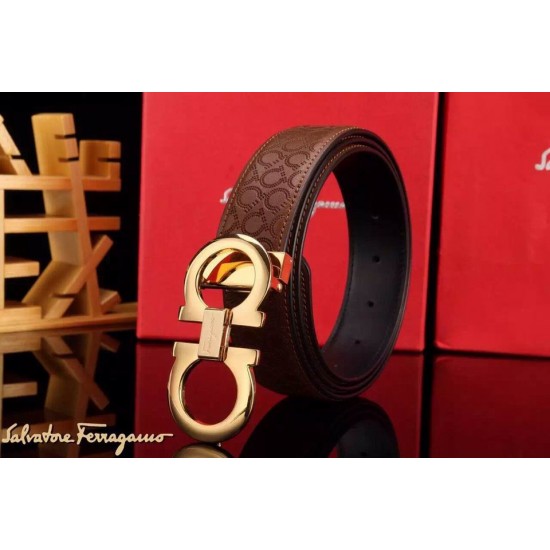 Ferragamo Special Edition Adjustable Leather Double Gancini Buckle Belt 007-SFM-T1275