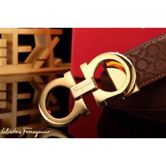 Ferragamo Special Edition Adjustable Leather Double Gancini Buckle Belt 009-SFM-T1273