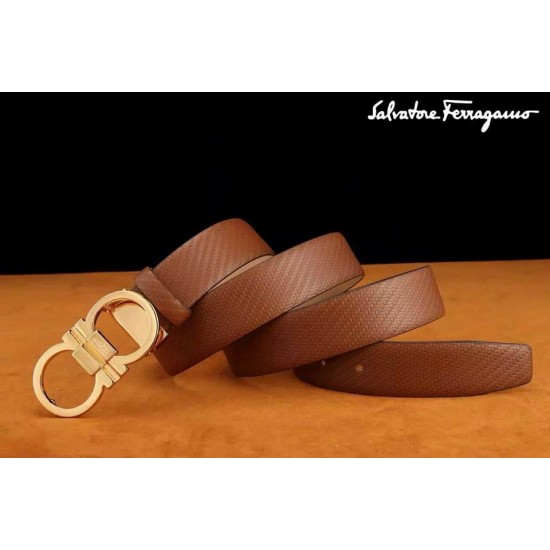 Ferragamo Special Edition Adjustable Leather Double Gancini Buckle Belt 013-SFM-T1269