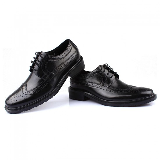 Ferragamo Tramezza Black Oxford Wingtip Shoes-SFM-T2424