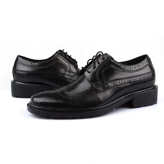 Ferragamo Tramezza Black Oxford Wingtip Shoes-SFM-T2424