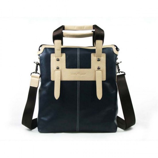 Ferragamo Blue Leather Logo Front Small Tote Bag-SFM-T2965