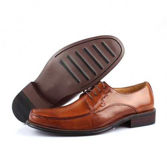 Ferragamo Tacito Brown Leather Lace Up Shoes-SFM-T2357