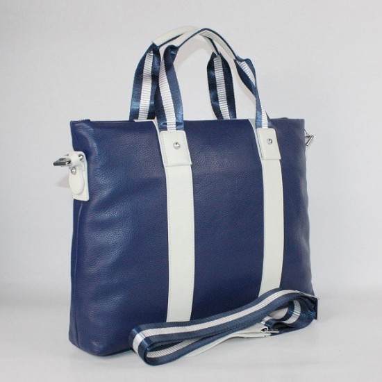 Ferragamo Blue Leather Logo Front Large Tote Bag-SFM-T2941