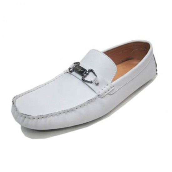 Ferragamo Fenice Loafer Leather Shoes White-SFM-T2405