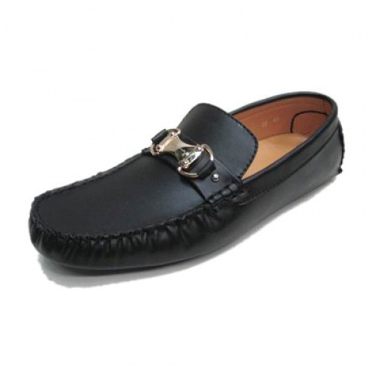 Ferragamo Magnifico Leather Casual Shoes Black-SFM-T2417