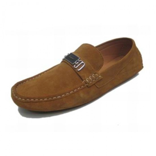 Ferragamo Bueno Calfskin Suede Shoes Brown-SFM-T2407