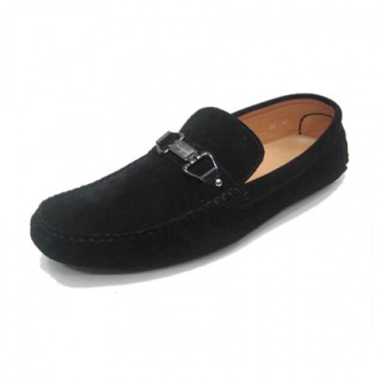 Ferragamo Fenice Suede Loafer Shoes Black-SFM-T2404