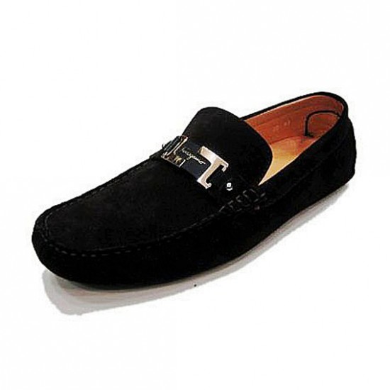 Ferragamo Shoes Loafers Buckle Black-SFM-T2402