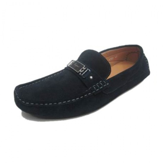 Ferragamo Moccasin Suede Loafers Shoes Blue-SFM-T2399
