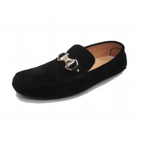 Ferragamo Magnifico Suede Casual Shoes Black-SFM-T2414