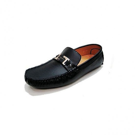 Ferragamo Shoes Loafers Buckle Leather Black-SFM-T2383