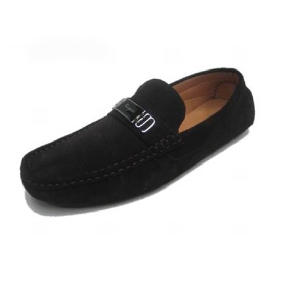 Ferragamo Bueno Calfskin Suede Shoes Black-SFM-T2409