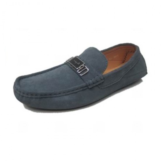 Ferragamo Bueno Calfskin Suede Shoes Blue-SFM-T2408