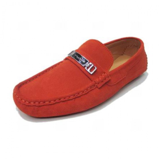 Ferragamo Bueno Calfskin Suede Loafers Shoes Red-SFM-T2410