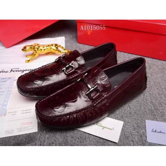 Ferragamo casual leather shoes in wine color 130-SFM-T2452