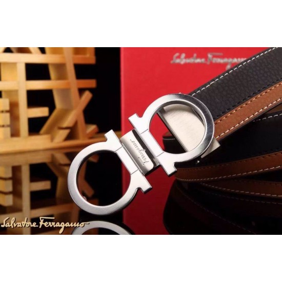 Ferragamo Special Edition Adjustable Leather Double Gancini Buckle Belt 016-SFM-T1266