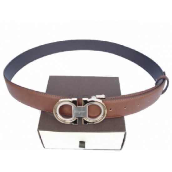 Ferragamo Classic Double Gancini Adjustable Belt Brown Discount In Store-SFM-T2895