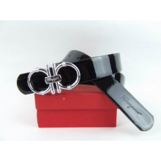 Ferragamo Double O Ring Buckle Belt Black Discount-SFM-T2809