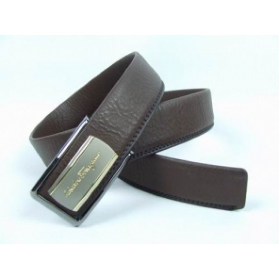 Ferragamo Signature Plaque Belt Chocolate Online-SFM-T2740
