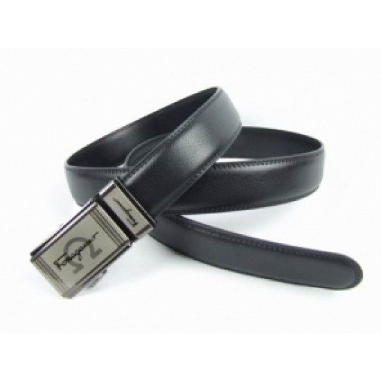Ferragamo Signature Plaque Belt Black Leather On Sale Online-SFM-T2775