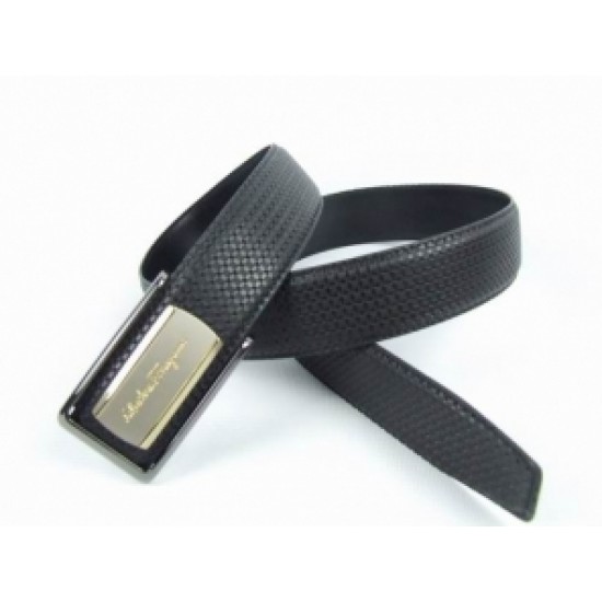 Ferragamo Signature Plaque Belt Black Gold-SFM-T2741
