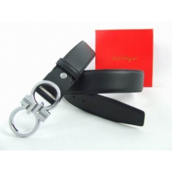 Discount Ferragamo Belts Reversible Logo Silver Black-SFM-T2839