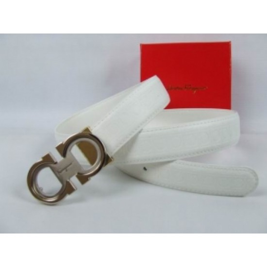 Ferragamo Reversible Logo Belt White Cream Gold On Sale-SFM-T2782