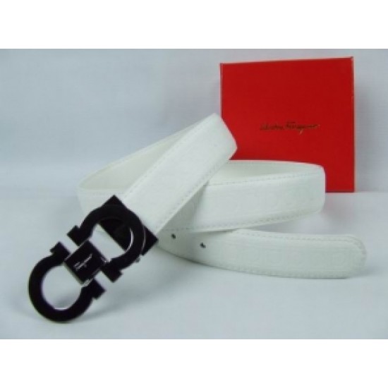 Ferragamo Reversible Logo Belt White Black Discount In Outlet-SFM-T2783