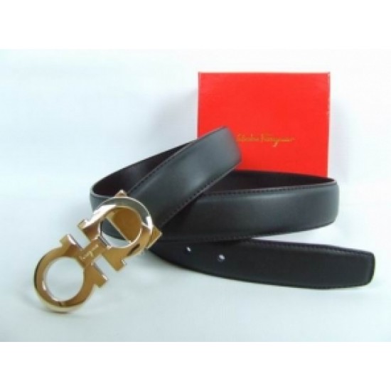 Ferragamo Gancini SA-U Belt Black Gold Discount Online-SFM-T2806