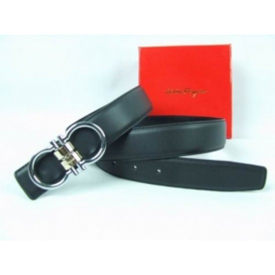Ferragamo Belt Vogue Copper Buckle Black Leather Online-SFM-T2748