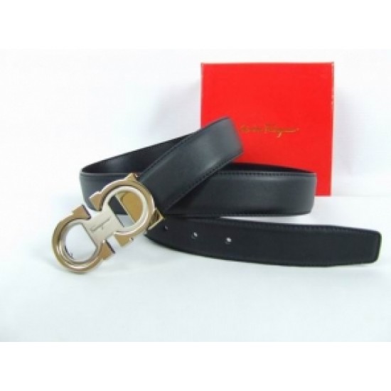 Ferragamo Stylish Reversible Logo Belt Gold Black Outlet-SFM-T2779