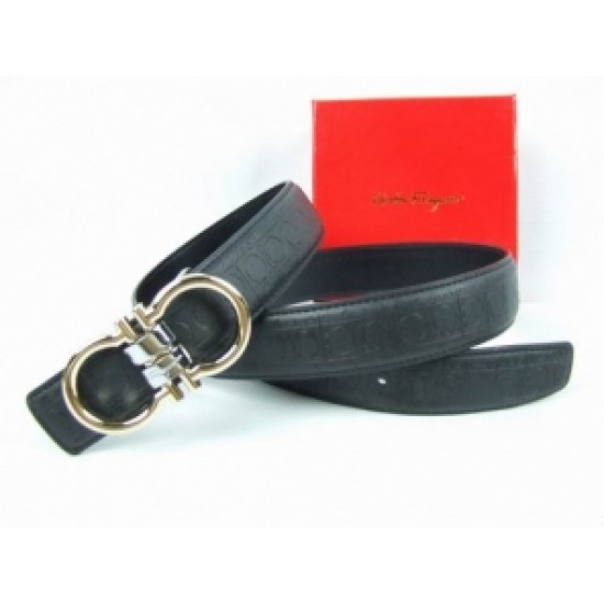 Ferragamo Belt Vogue Copper Buckle Gold Black Leather For Discount-SFM-T2801