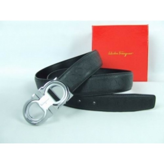 Ferragamo Stylish Reversible Logo Belt Sliver Black Wholesale-SFM-T2778