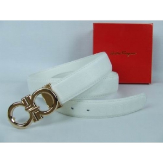 Discount Ferragamo Belts Reversible Logo Gold White Online-SFM-T2840