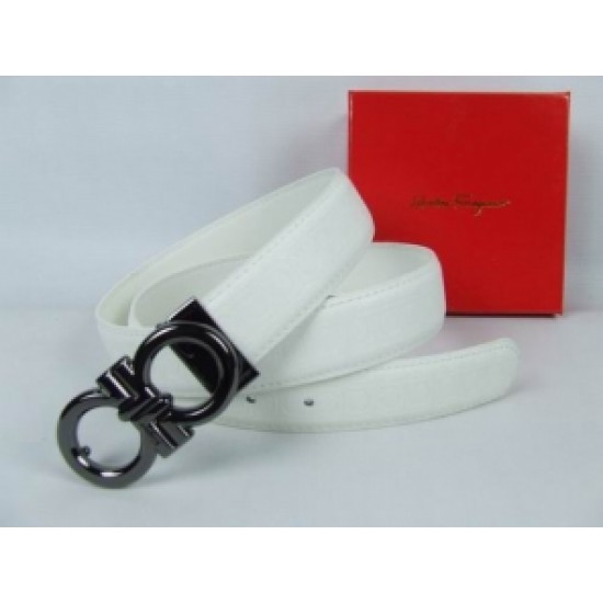 Discount Ferragamo Belts Reversible Logo Silver White Online-SFM-T2838
