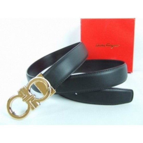 Ferragamo Belts Reversible Logo Gold Black Plain Wholesale For Sale-SFM-T2812