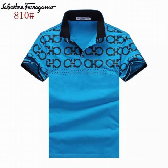 Ferragamo Short Polo T-shirt in blue Online 2021-SFM-T1246