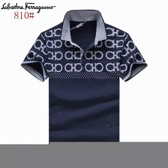 Ferragamo Short Polo T-shirt in dark blue for sale-SFM-T1244