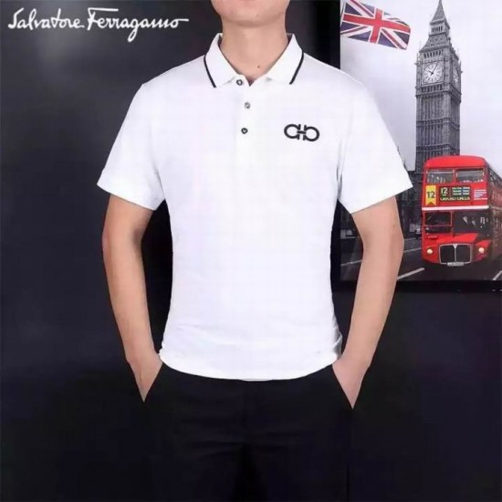 Ferragamo Short Polo T-shirt in white-SFM-T1241