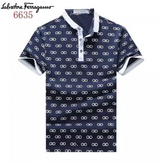 Ferragamo Short Polo T-shirt in dark blue for sale-SFM-T1256