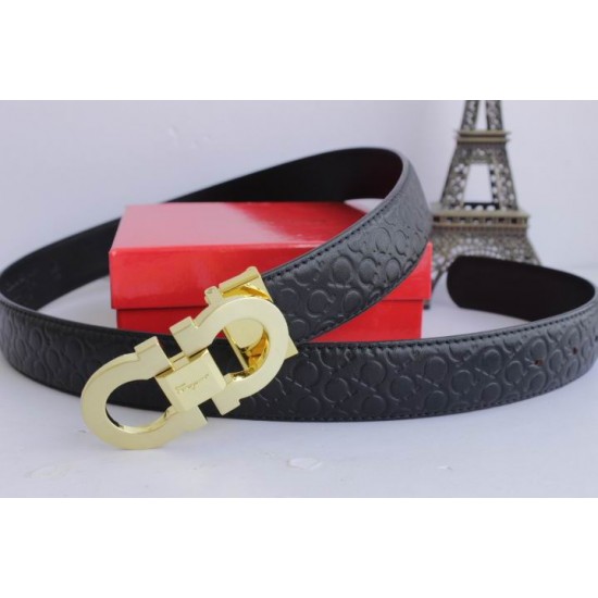 Ferragamo Adjustable Belt In Black-SFM-T2556