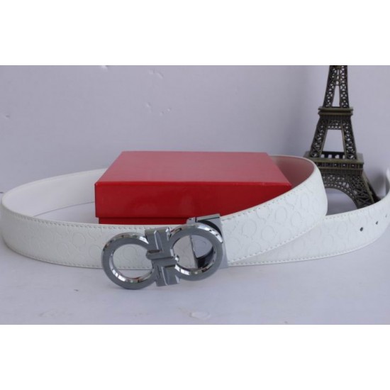 Ferragamo Adjustable Belt White-SFM-T2580