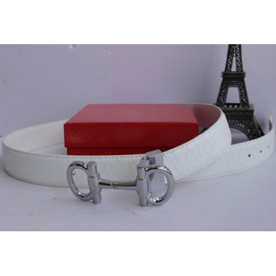 Ferragamo Adjustable Belt White-SFM-T2583