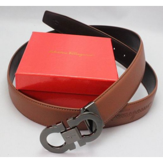 Ferragamo Adjustable Signature Belt Brown-SFM-T2545