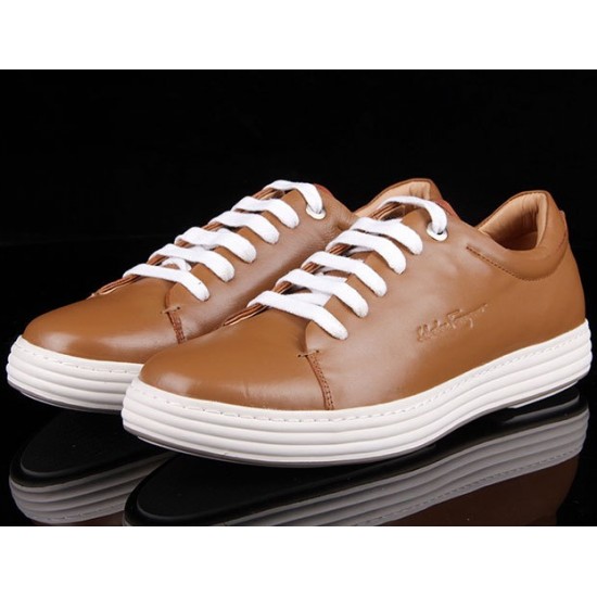 Ferragamo Calfskin Sneaker In Brown-SFM-T1503