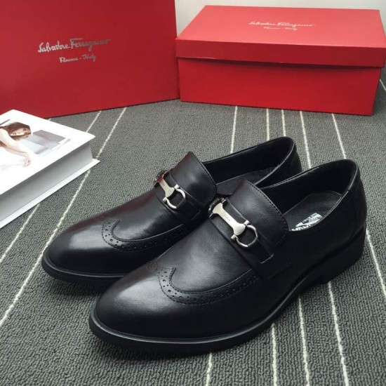 Ferragamo Derby Loafer Shoes In Black-SFM-T1510