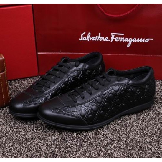 Ferragamo Gancio Printed Oxford Sneaker Black Shoes-SFM-T1478